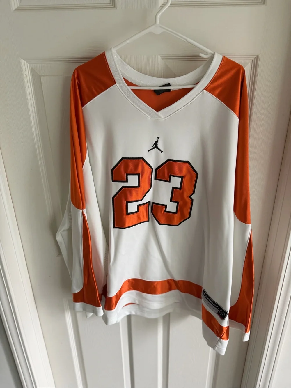 Jordan White & Orange 23 V-Neck Pullover Sweater